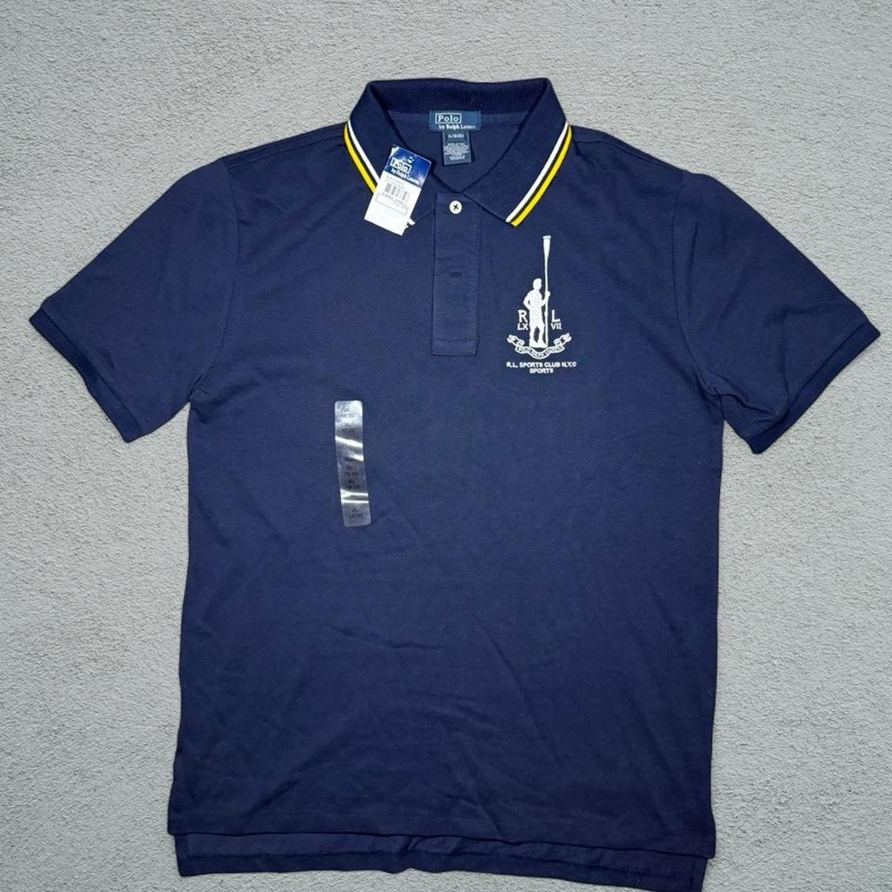 Polo Ralph Lauren Mens Navy Blue Sports Club Crest Polo Shirt XL 18-20 NWT